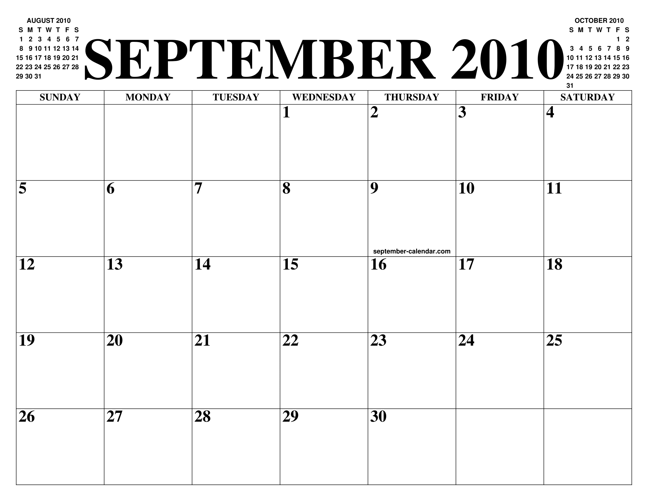 SEPTEMBER 2010 CALENDAR OF THE MONTH FREE PRINTABLE SEPTEMBER CALENDAR SEPTEMBER 2010 CALENDAR OF THE MONTH FREE PRINTABLE SEPTEMBER CALENDAR